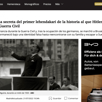 ABC: “La huida secreta del primer lehendakari de la historia al que Hitler persiguió tras la Guerra Civil”